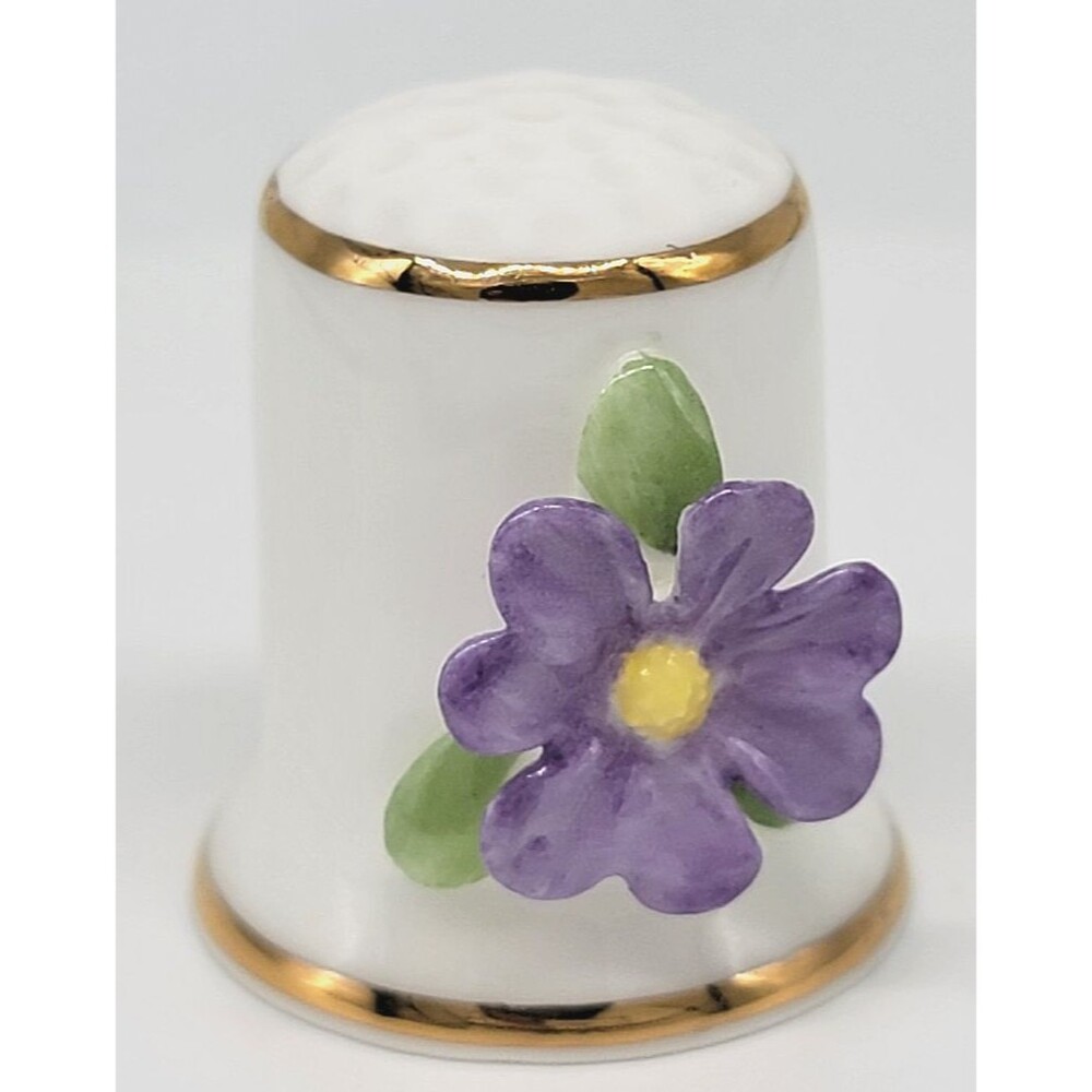 K&A Krautheim Selb Bavaria Floral Porcelain White Thimble Gold Trim Vintage